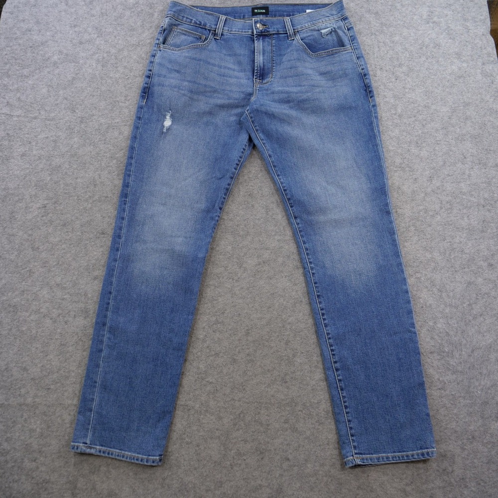 Hudson Blake Slim Straight Jeans Mens 34 Blue Excellent Stretch Pharoh Wash